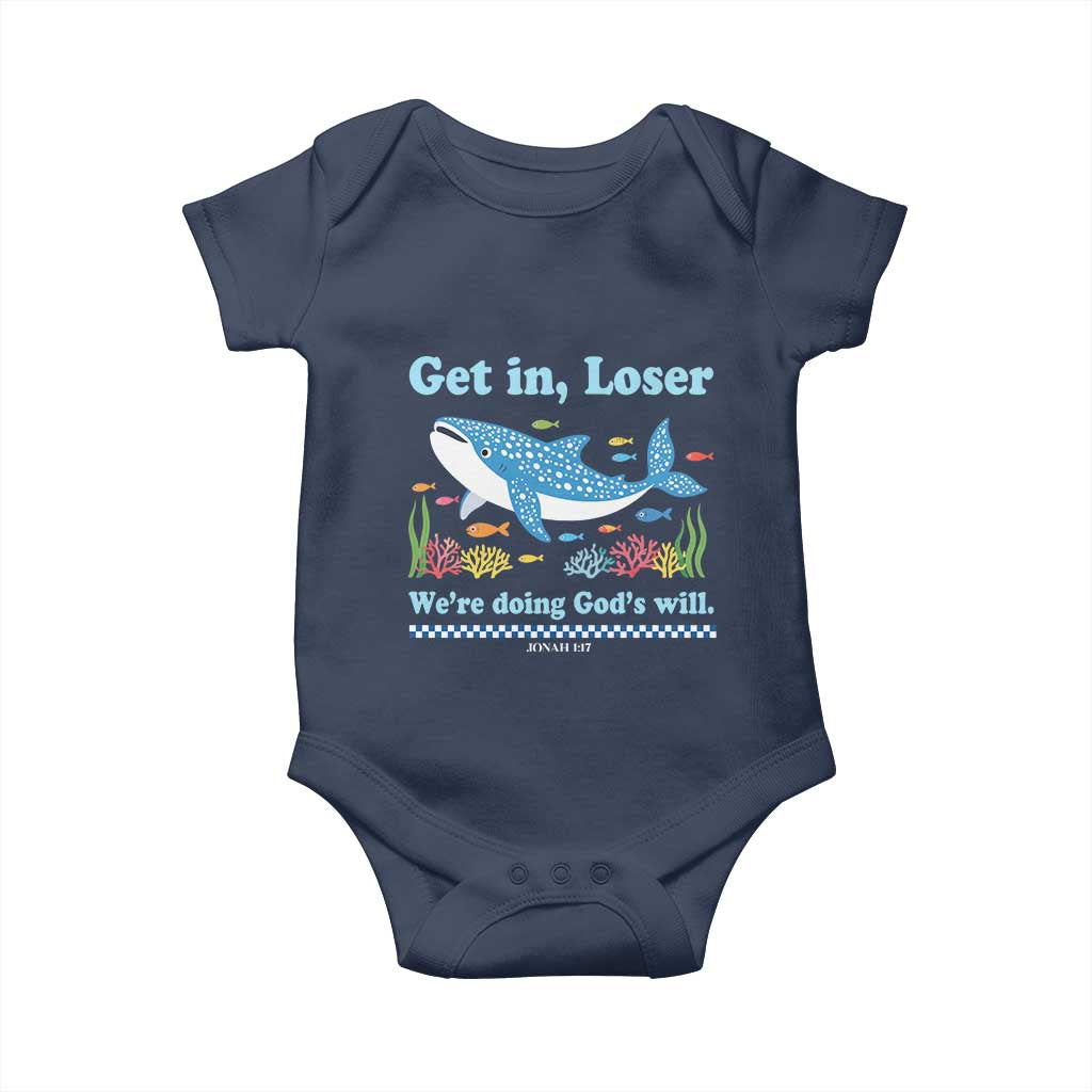 Colorful Whale Shark Christian Bible Jonah 1:17 Baby Onesie Funny Get In Loser We're Doing God's Will