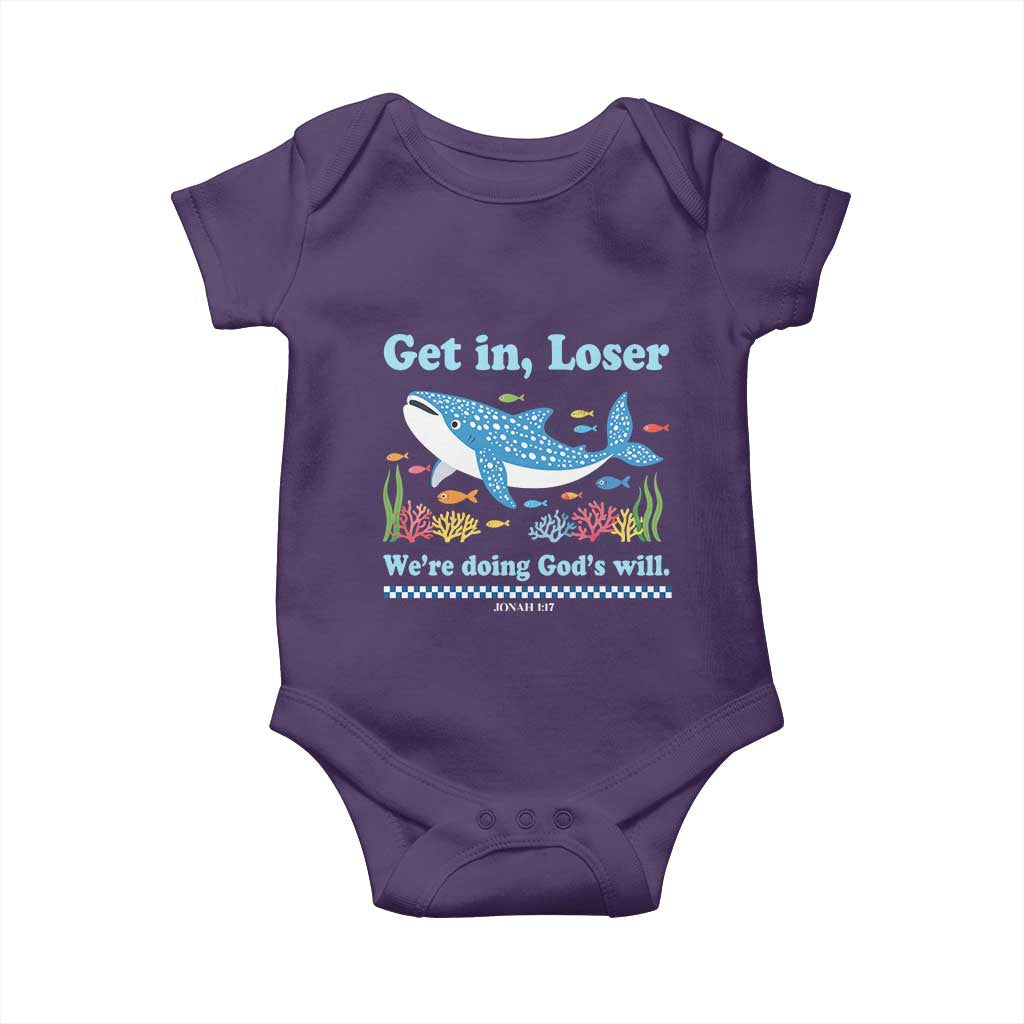 Colorful Whale Shark Christian Bible Jonah 1:17 Baby Onesie Funny Get In Loser We're Doing God's Will