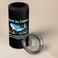 Colorful Whale Shark Christian Bible Jonah 1:17 4 in 1 Can Cooler Tumbler Funny Get In Loser We're Doing God's Will