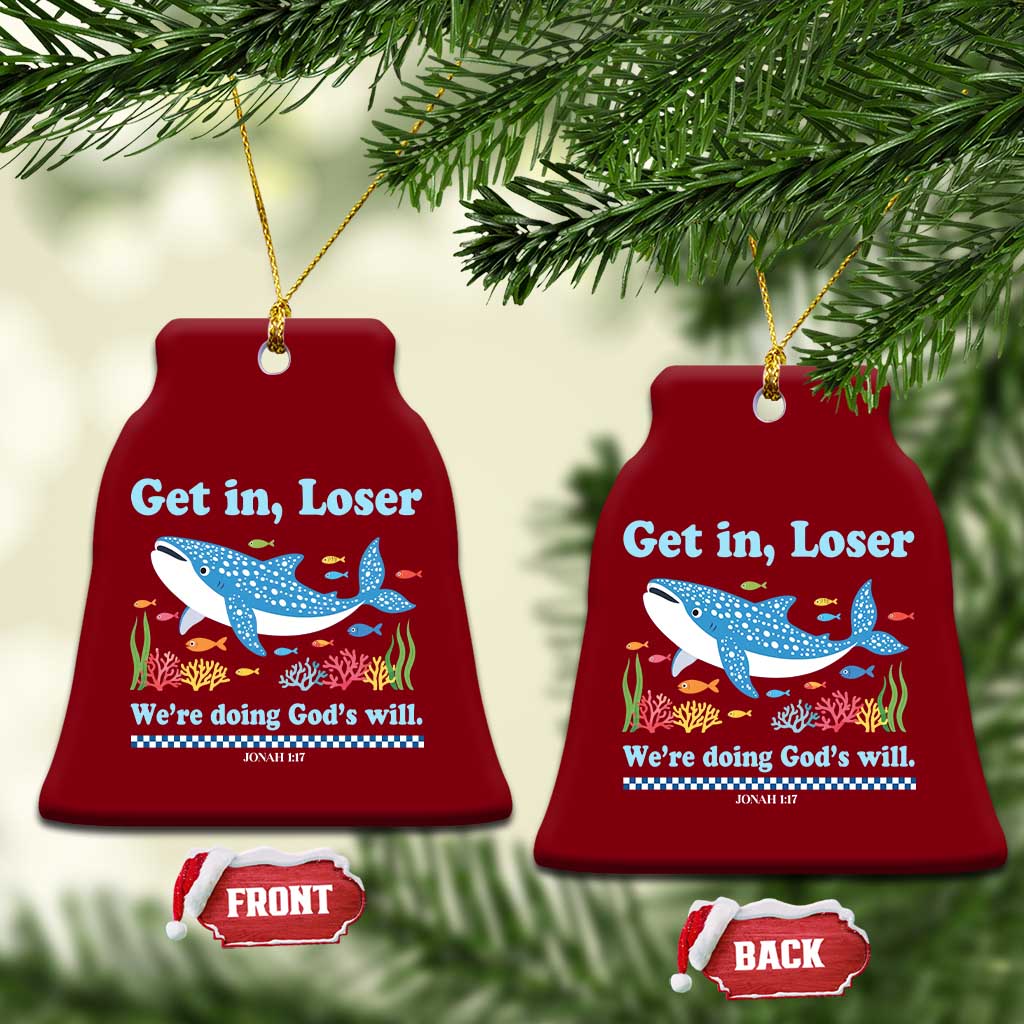 Colorful Whale Shark Christian Bible Jonah 1:17 Ceramic Ornament Funny Get In Loser We're Doing God's Will
