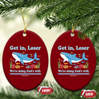 Colorful Whale Shark Christian Bible Jonah 1:17 Ceramic Ornament Funny Get In Loser We're Doing God's Will