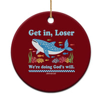 Colorful Whale Shark Christian Bible Jonah 1:17 Ceramic Ornament Funny Get In Loser We're Doing God's Will