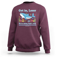 Colorful Whale Shark Christian Bible Jonah 1:17 Sweatshirt Funny Get In Loser We're Doing God's Will
