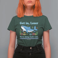Colorful Whale Shark Christian Bible Jonah 1:17 T Shirt For Women Funny Get In Loser We're Doing God's Will