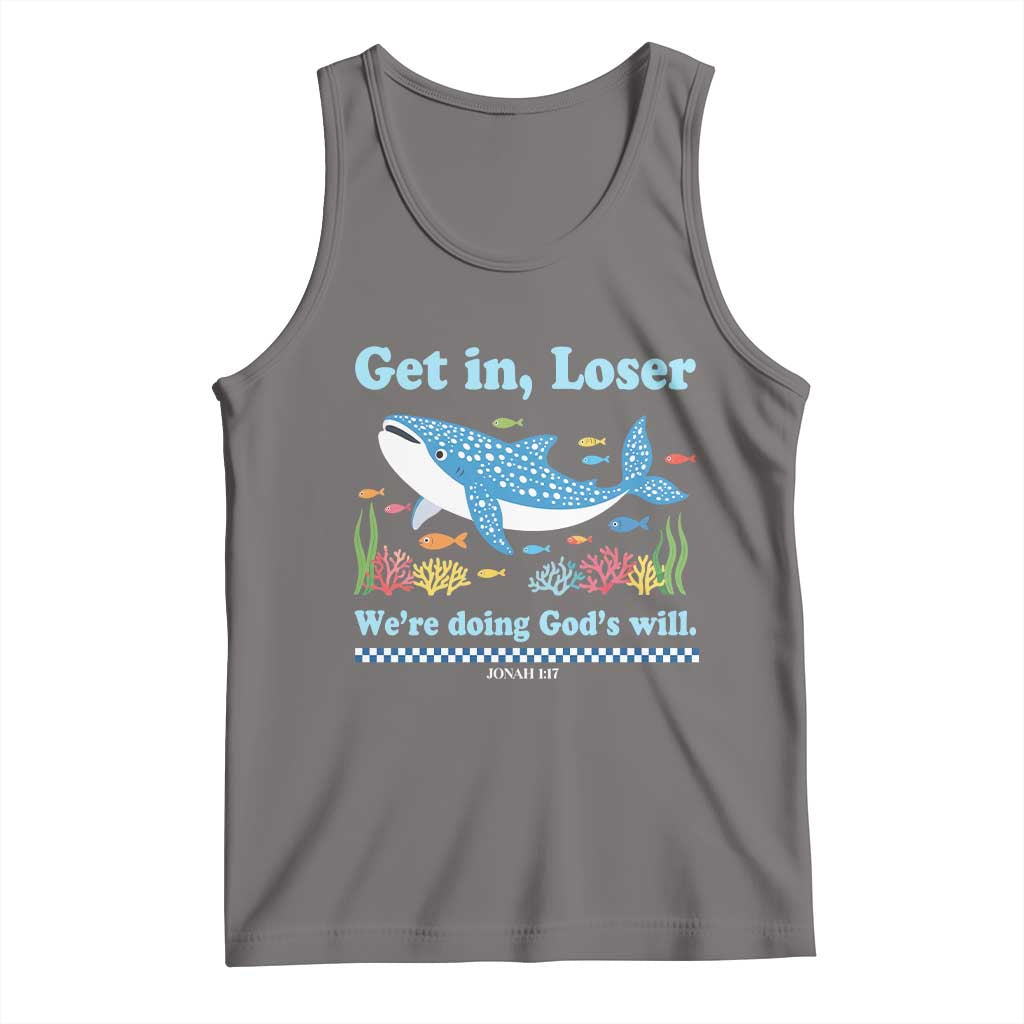 Colorful Whale Shark Christian Bible Jonah 1:17 Tank Top Funny Get In Loser We're Doing God's Will