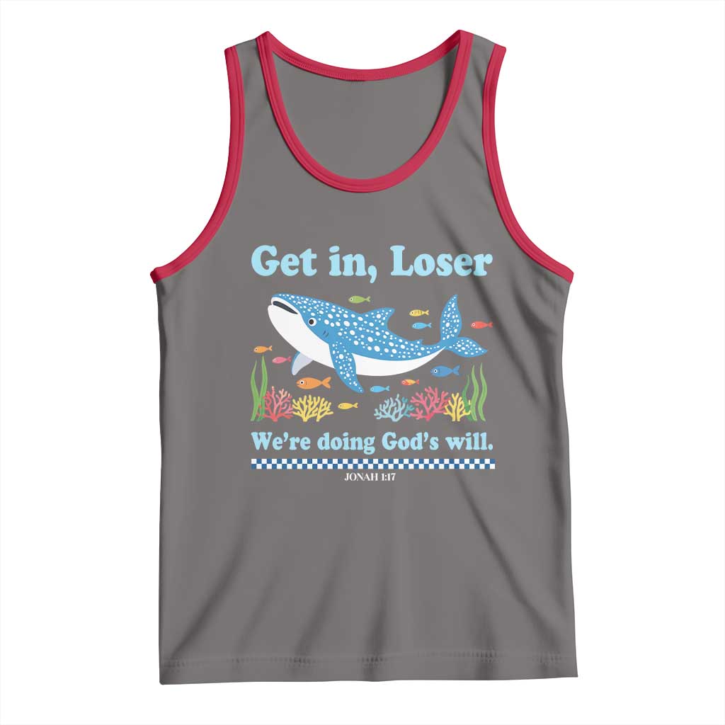 Colorful Whale Shark Christian Bible Jonah 1:17 Tank Top Funny Get In Loser We're Doing God's Will