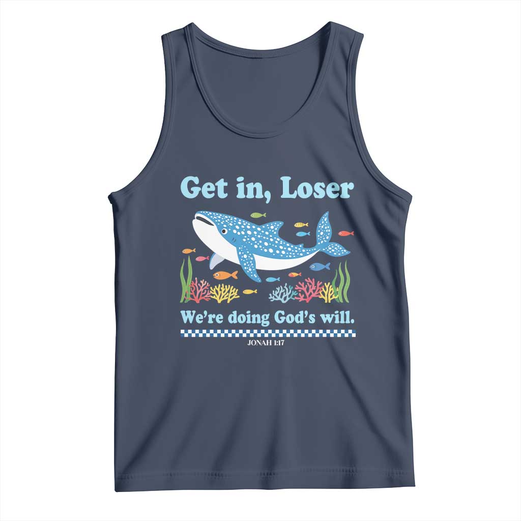 Colorful Whale Shark Christian Bible Jonah 1:17 Tank Top Funny Get In Loser We're Doing God's Will