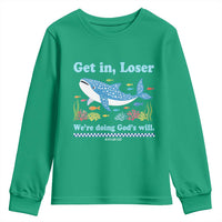 Colorful Whale Shark Christian Bible Jonah 1:17 Youth Sweatshirt Funny Get In Loser We're Doing God's Will