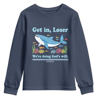 Colorful Whale Shark Christian Bible Jonah 1:17 Youth Sweatshirt Funny Get In Loser We're Doing God's Will