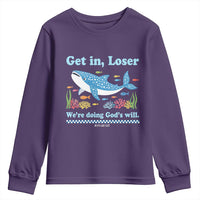 Colorful Whale Shark Christian Bible Jonah 1:17 Youth Sweatshirt Funny Get In Loser We're Doing God's Will