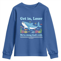 Colorful Whale Shark Christian Bible Jonah 1:17 Youth Sweatshirt Funny Get In Loser We're Doing God's Will