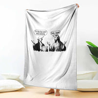 Funny George Washington and Jesus Conversation Throw Blanket Dude I Know Founding Values and Faith Political Commentary