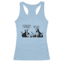 Funny George Washington and Jesus Conversation Racerback Tank Top Dude I Know Founding Values and Faith Political Commentary