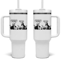Funny George Washington and Jesus Conversation Tumbler With Handle Dude I Know Founding Values and Faith Political Commentary