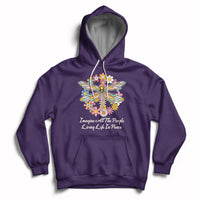 Imagine All the People Living in Peace Shirt, Dragonfly T-Shirt, Hippie Shirt, Boho Style, Hippie Music Lover 70's Retro Hoodie - Wonder Print Shop