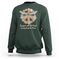 Imagine All the People Living in Peace Shirt, Dragonfly T-Shirt, Hippie Shirt, Boho Style, Hippie Music Lover 70's Retro Sweatshirt - Wonder Print Shop