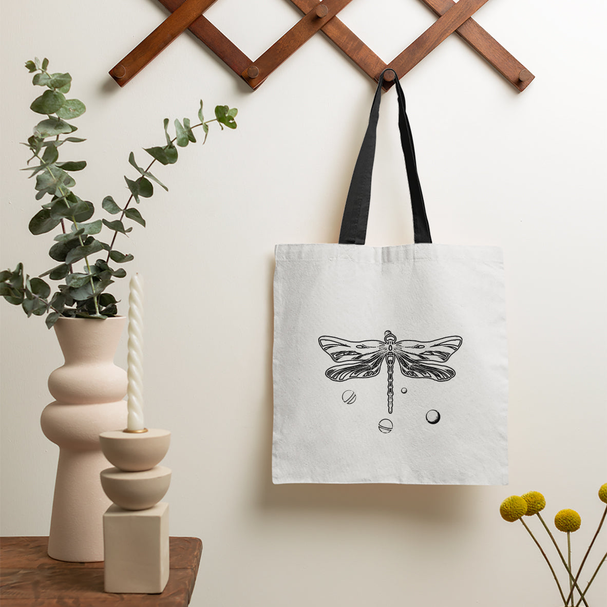 Geometric Dragonfly Occult Nature Mandala Mystic Night Meditation Tote Bag, Dragonfly Tote Bag, Dragonfly Gift, Insect Lover Tote Bag Tote Bag - Wonder Print Shop