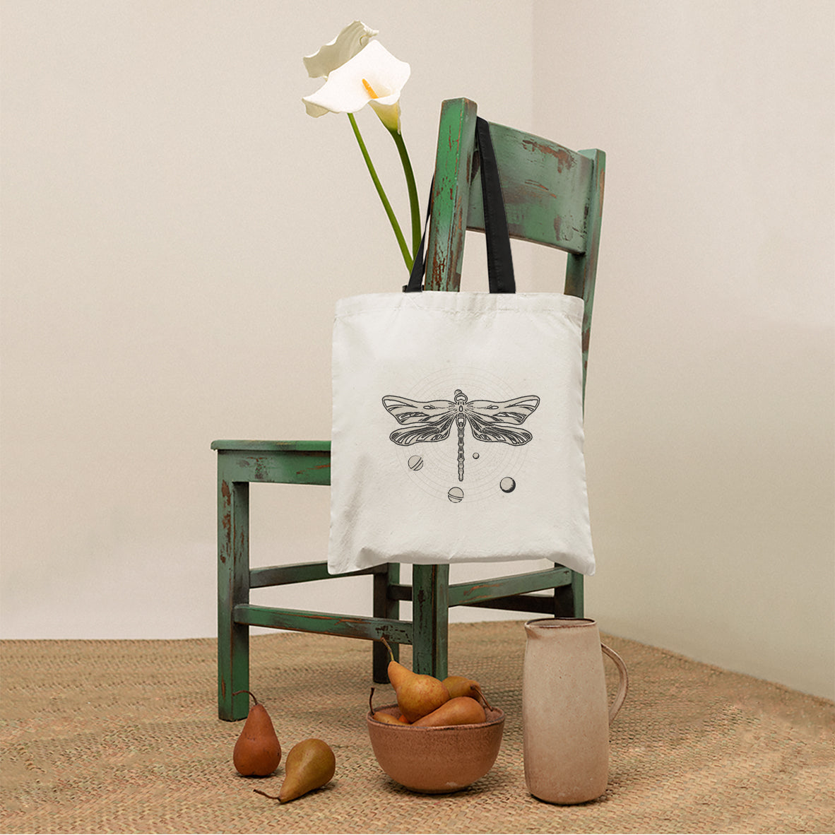 Geometric Dragonfly Occult Nature Mandala Mystic Night Meditation Tote Bag, Dragonfly Tote Bag, Dragonfly Gift, Insect Lover Tote Bag Tote Bag - Wonder Print Shop