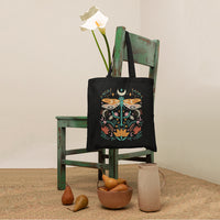 Floral Boho Dragonfly Tote Bag for Women, Scandinavian Botanical Tote Bag, Dragonfly Tote Bag, Dragonfly Gift, Nature Lover Gift Tote Bag - Wonder Print Shop