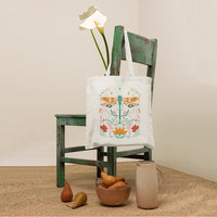 Floral Boho Dragonfly Tote Bag for Women, Scandinavian Botanical Tote Bag, Dragonfly Tote Bag, Dragonfly Gift, Nature Lover Gift Tote Bag - Wonder Print Shop
