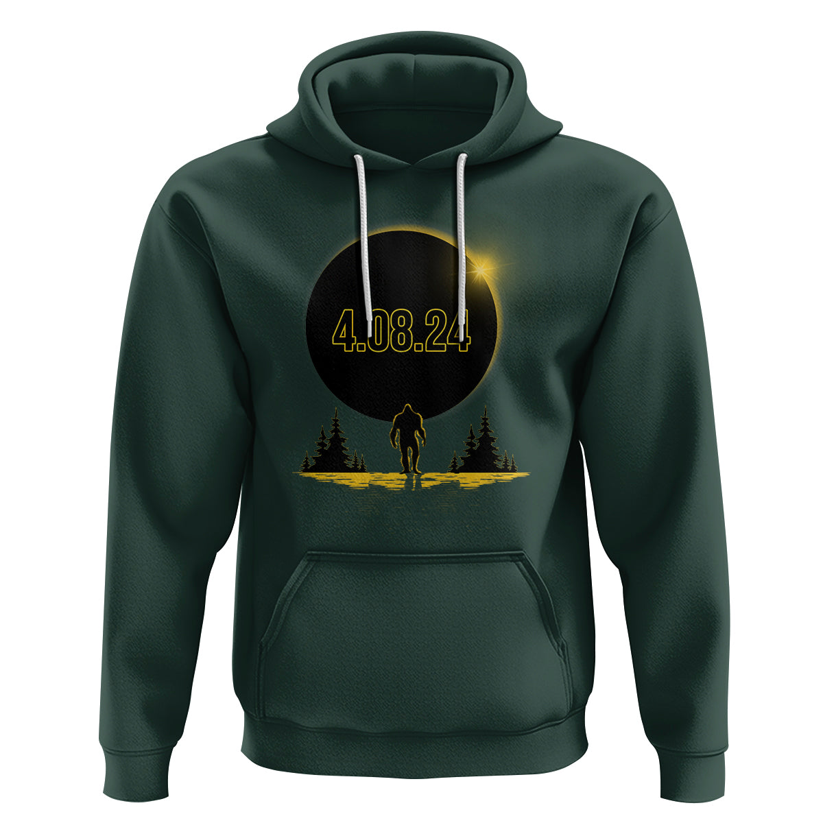 Total Solar Eclipse Bigfoot Hoodie American Totality April 8 2024 Sasquatch Silhouette - Wonder Print Shop