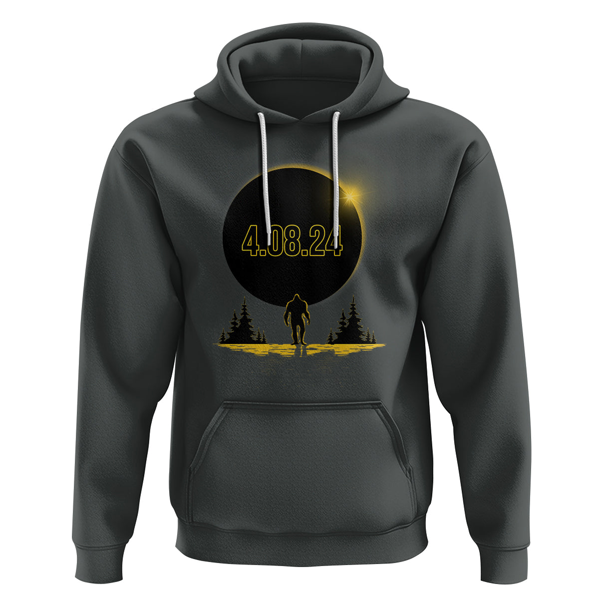 Total Solar Eclipse Bigfoot Hoodie American Totality April 8 2024 Sasquatch Silhouette - Wonder Print Shop