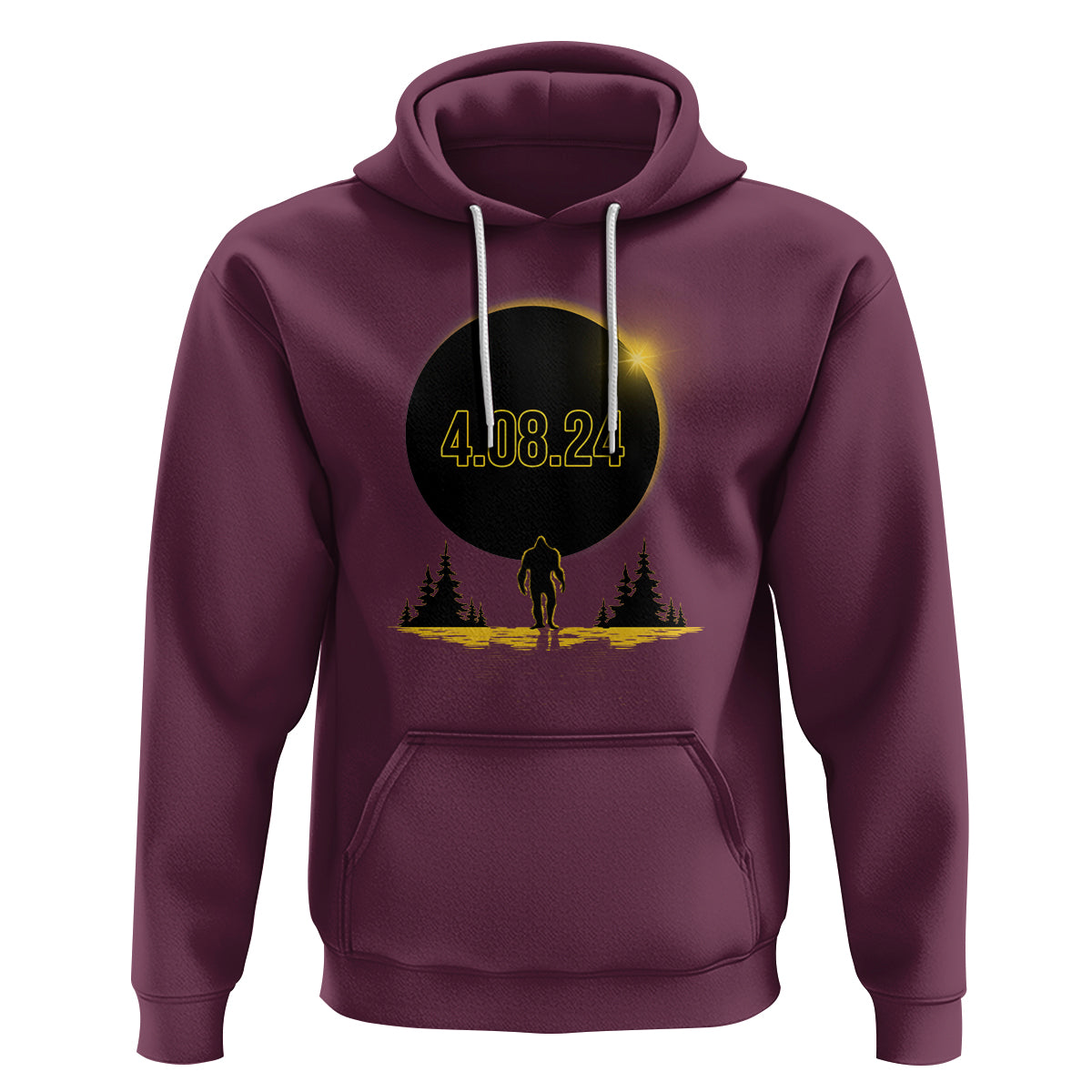 Total Solar Eclipse Bigfoot Hoodie American Totality April 8 2024 Sasquatch Silhouette - Wonder Print Shop