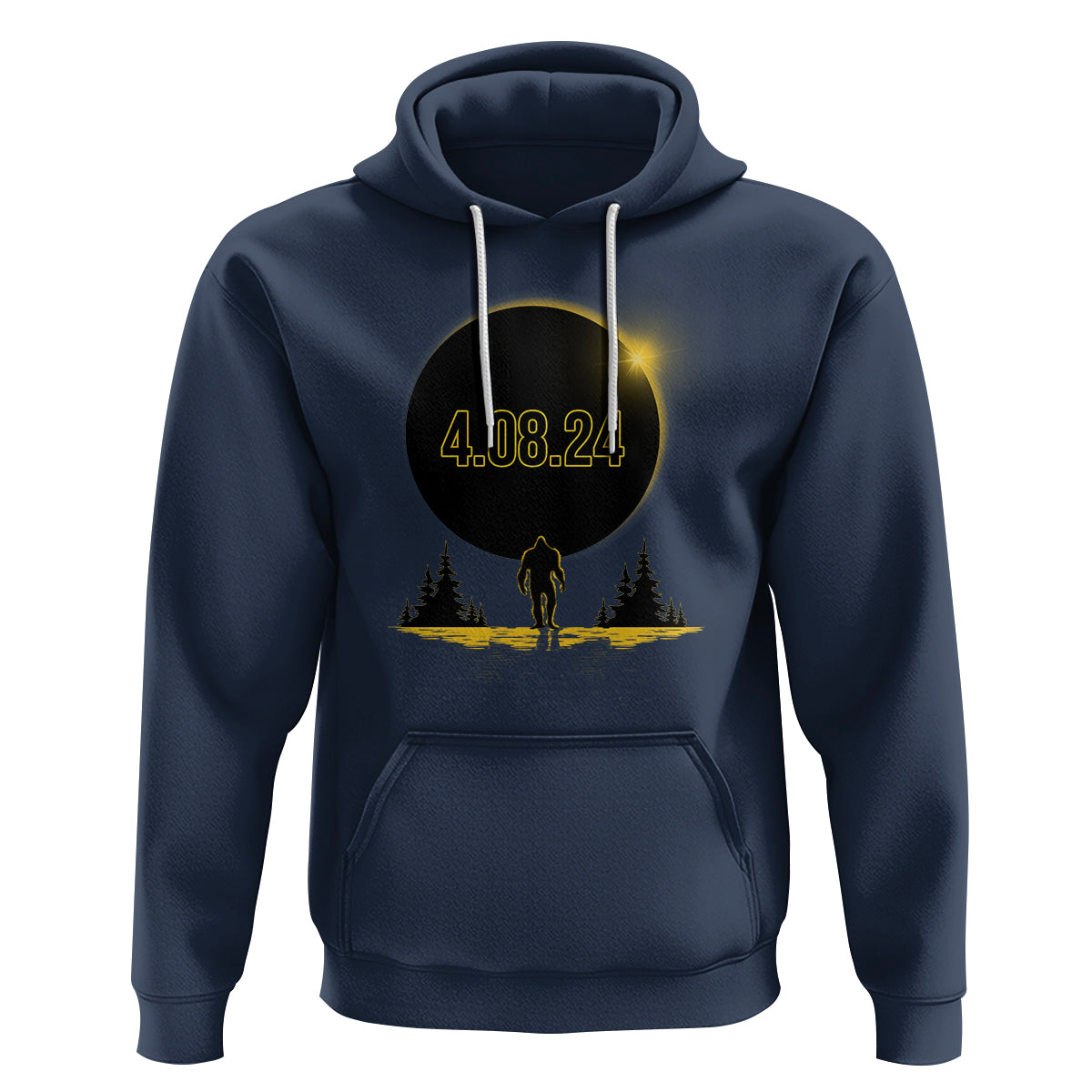 Total Solar Eclipse Bigfoot Hoodie American Totality April 8 2024 Sasquatch Silhouette - Wonder Print Shop