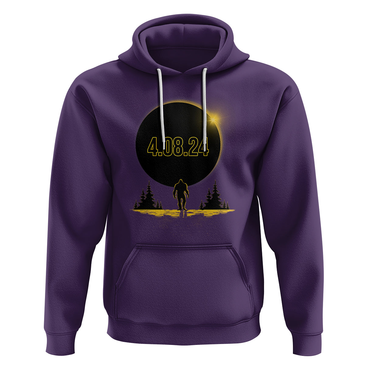 Total Solar Eclipse Bigfoot Hoodie American Totality April 8 2024 Sasquatch Silhouette - Wonder Print Shop