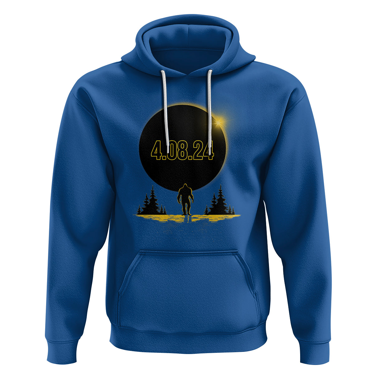 Total Solar Eclipse Bigfoot Hoodie American Totality April 8 2024 Sasquatch Silhouette - Wonder Print Shop