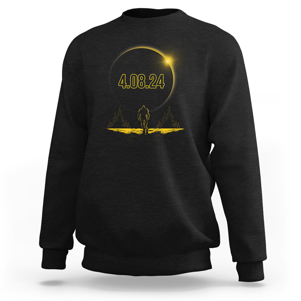 Total Solar Eclipse Bigfoot Sweatshirt American Totality April 8 2024 Sasquatch Silhouette - Wonder Print Shop
