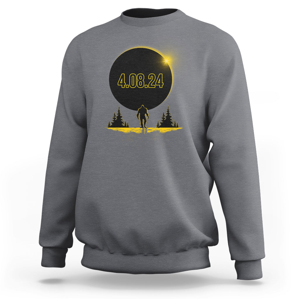 Total Solar Eclipse Bigfoot Sweatshirt American Totality April 8 2024 Sasquatch Silhouette - Wonder Print Shop