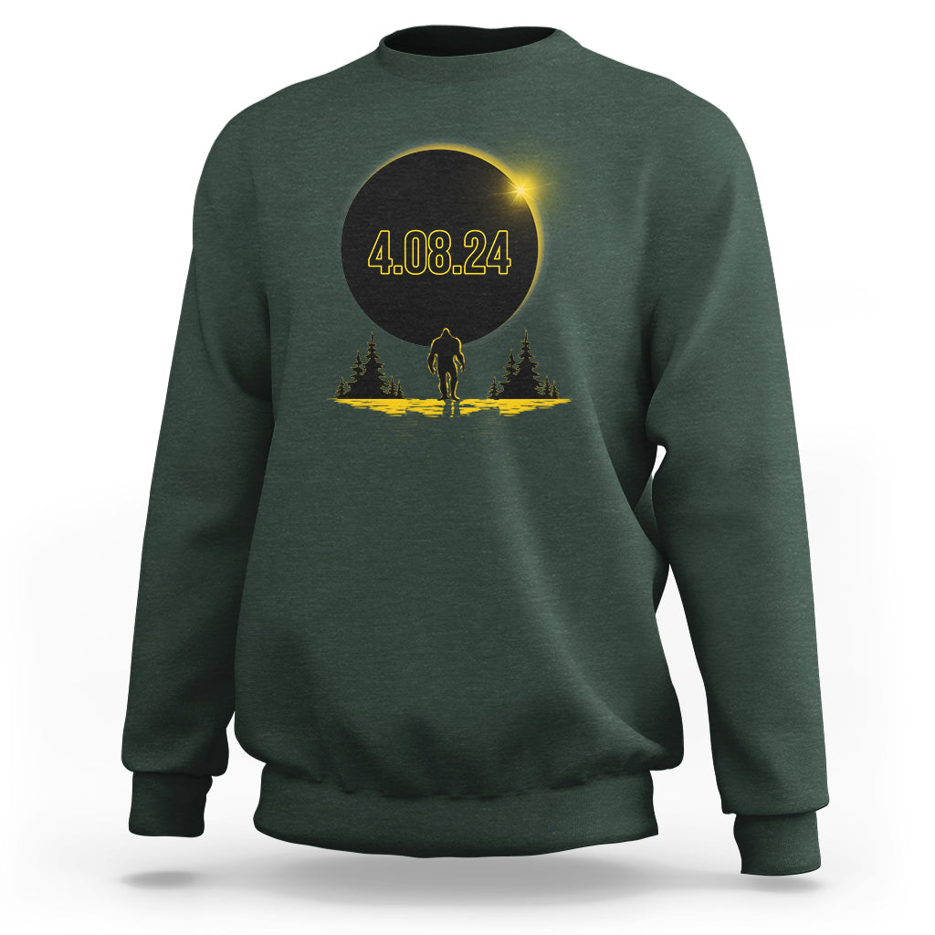 Total Solar Eclipse Bigfoot Sweatshirt American Totality April 8 2024 Sasquatch Silhouette - Wonder Print Shop