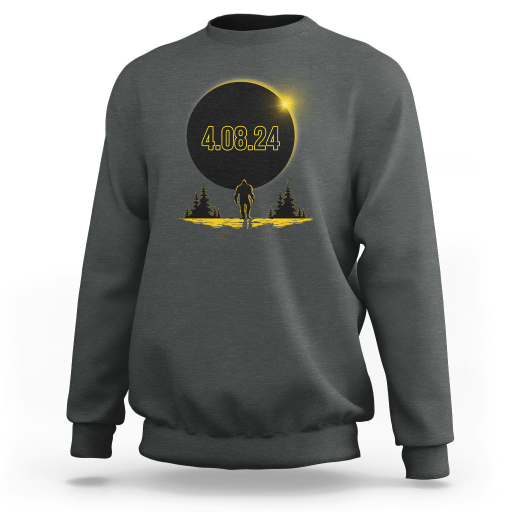 Total Solar Eclipse Bigfoot Sweatshirt American Totality April 8 2024 Sasquatch Silhouette - Wonder Print Shop