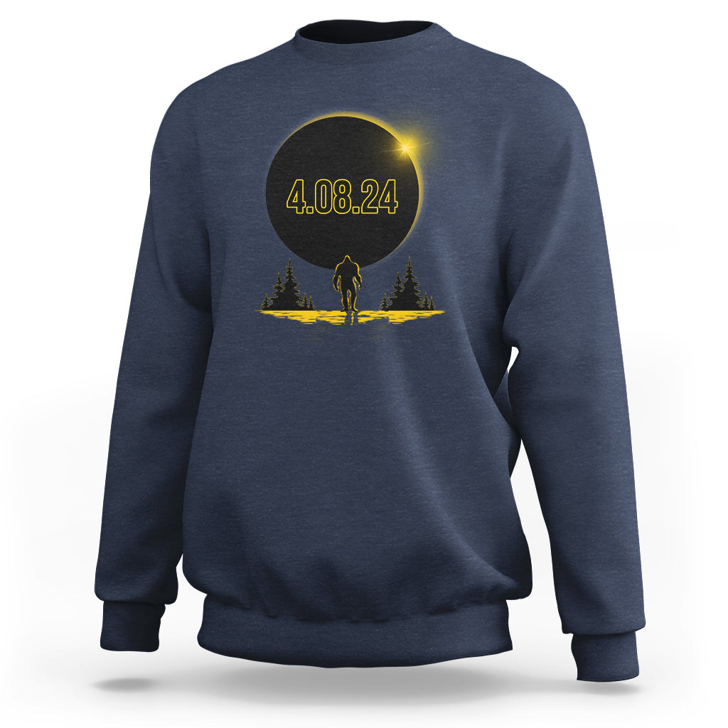 Total Solar Eclipse Bigfoot Sweatshirt American Totality April 8 2024 Sasquatch Silhouette - Wonder Print Shop