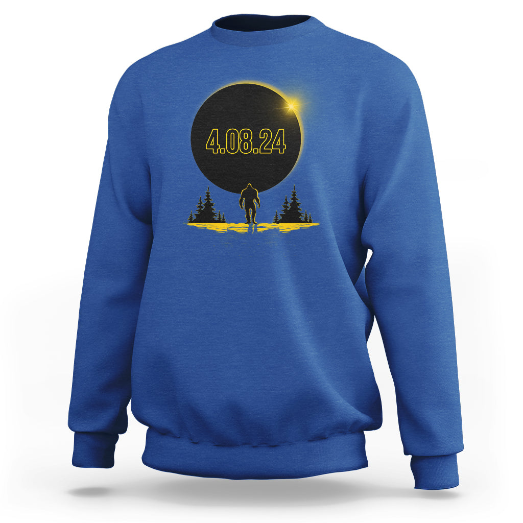 Total Solar Eclipse Bigfoot Sweatshirt American Totality April 8 2024 Sasquatch Silhouette - Wonder Print Shop