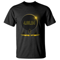 Total Solar Eclipse Bigfoot T Shirt American Totality April 8 2024 Sasquatch Silhouette - Wonder Print Shop