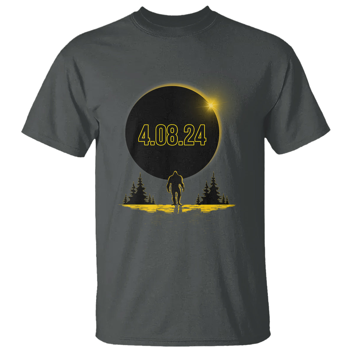 Total Solar Eclipse Bigfoot T Shirt American Totality April 8 2024 Sasquatch Silhouette - Wonder Print Shop