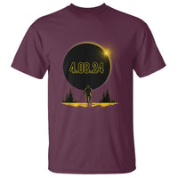 Total Solar Eclipse Bigfoot T Shirt American Totality April 8 2024 Sasquatch Silhouette - Wonder Print Shop