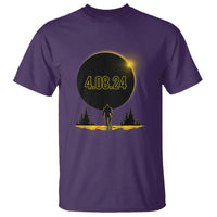 Total Solar Eclipse Bigfoot T Shirt American Totality April 8 2024 Sasquatch Silhouette - Wonder Print Shop