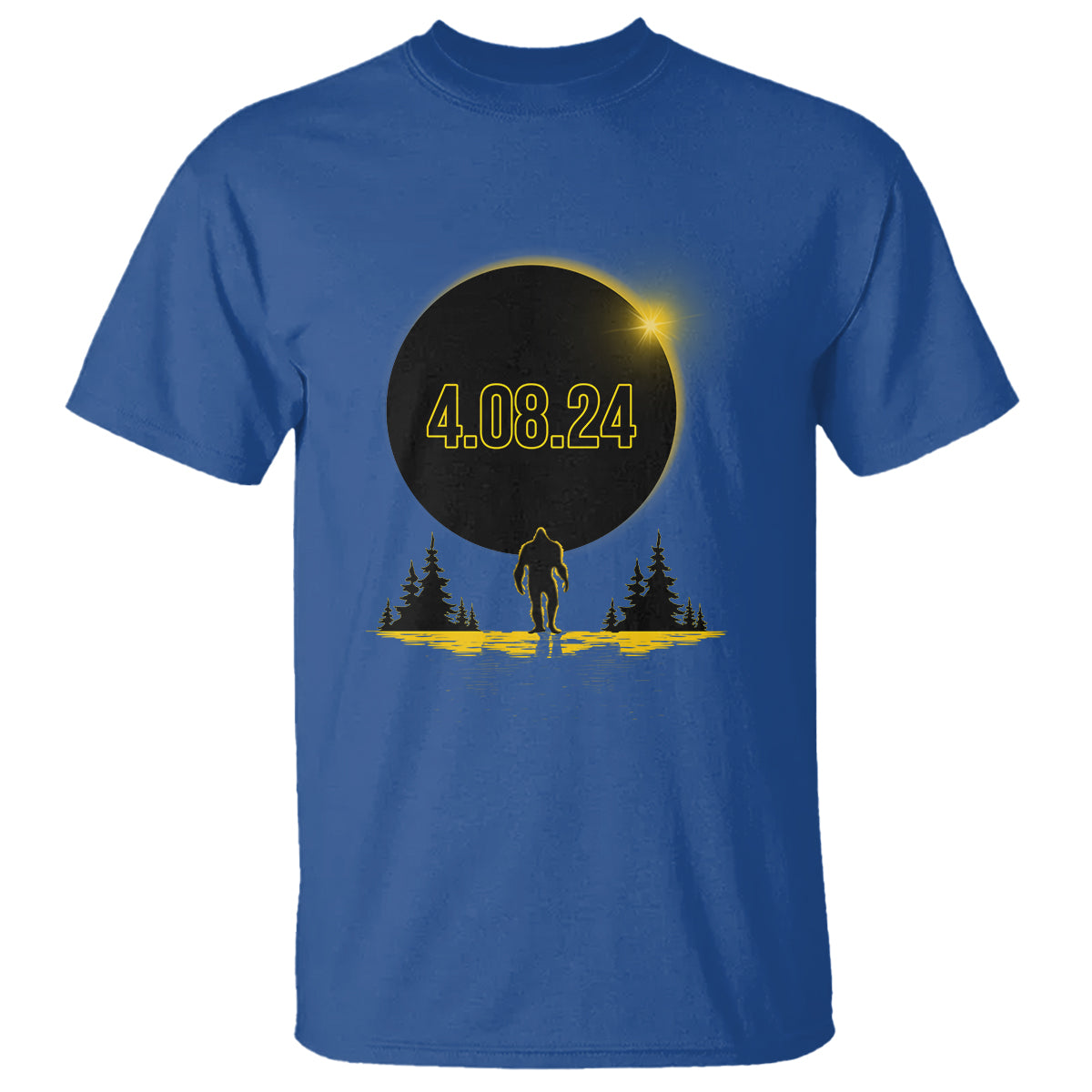 Total Solar Eclipse Bigfoot T Shirt American Totality April 8 2024 Sasquatch Silhouette - Wonder Print Shop