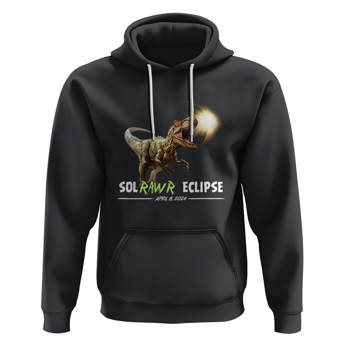 Total Solar Eclipse Dinosaur Hoodie Solrawr Eclipse April 8 2024 - Wonder Print Shop