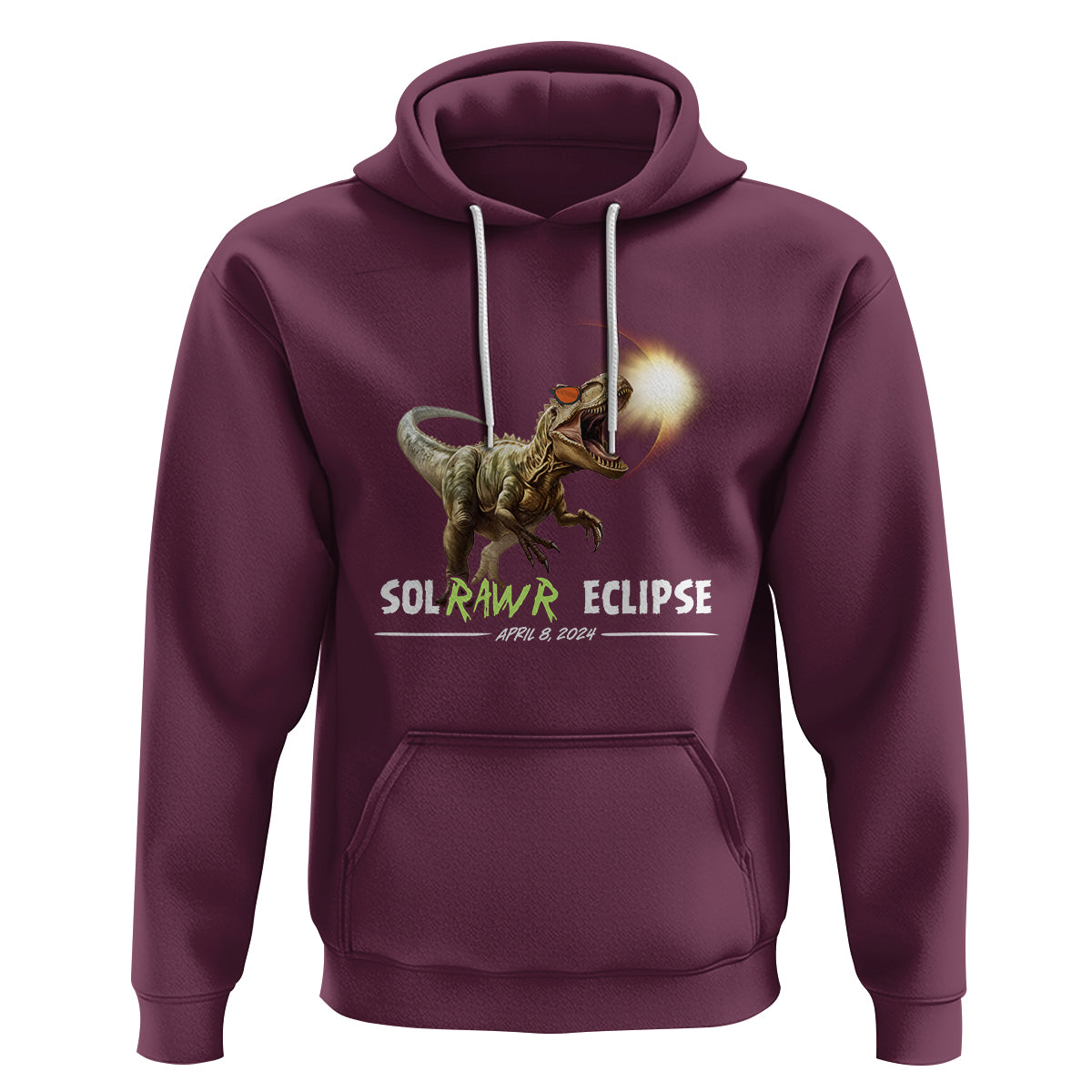 Total Solar Eclipse Dinosaur Hoodie Solrawr Eclipse April 8 2024 - Wonder Print Shop
