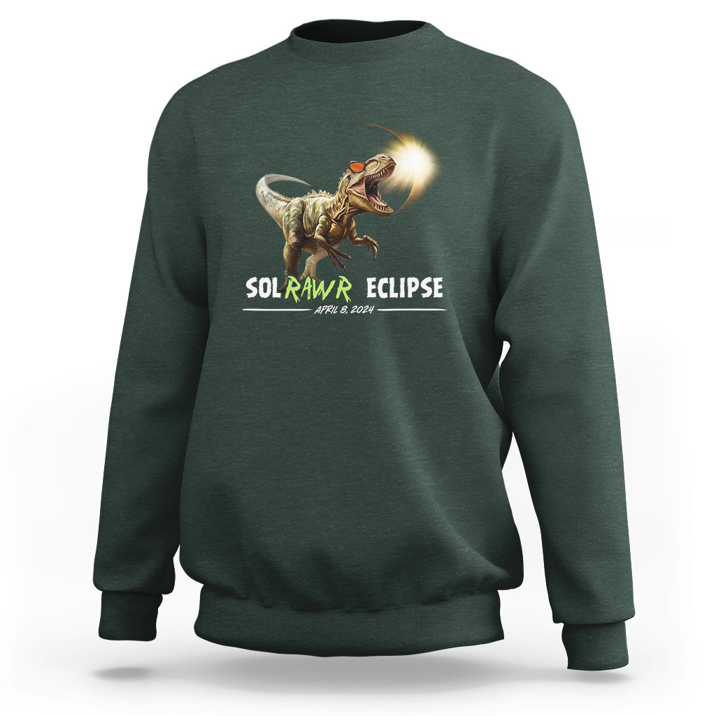Total Solar Eclipse Dinosaur Sweatshirt Solrawr Eclipse April 8 2024 - Wonder Print Shop