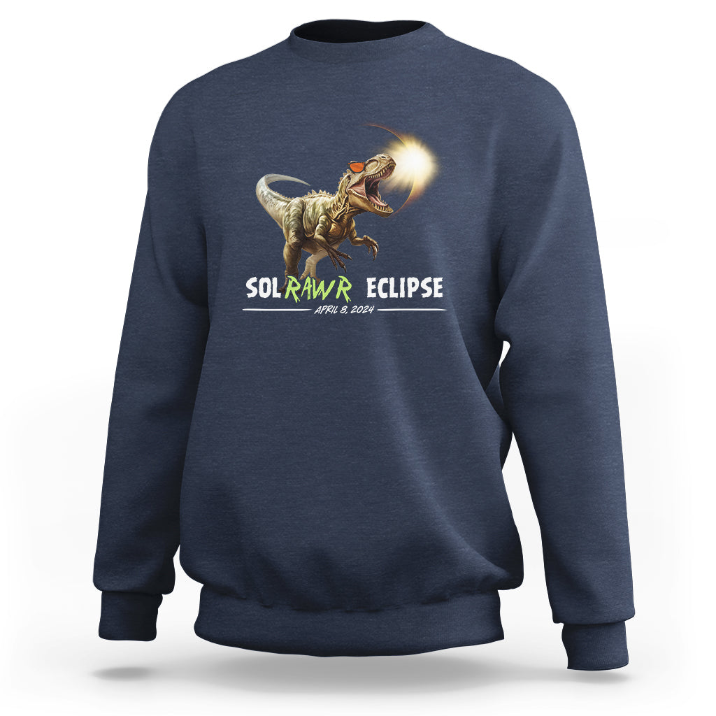 Total Solar Eclipse Dinosaur Sweatshirt Solrawr Eclipse April 8 2024 - Wonder Print Shop