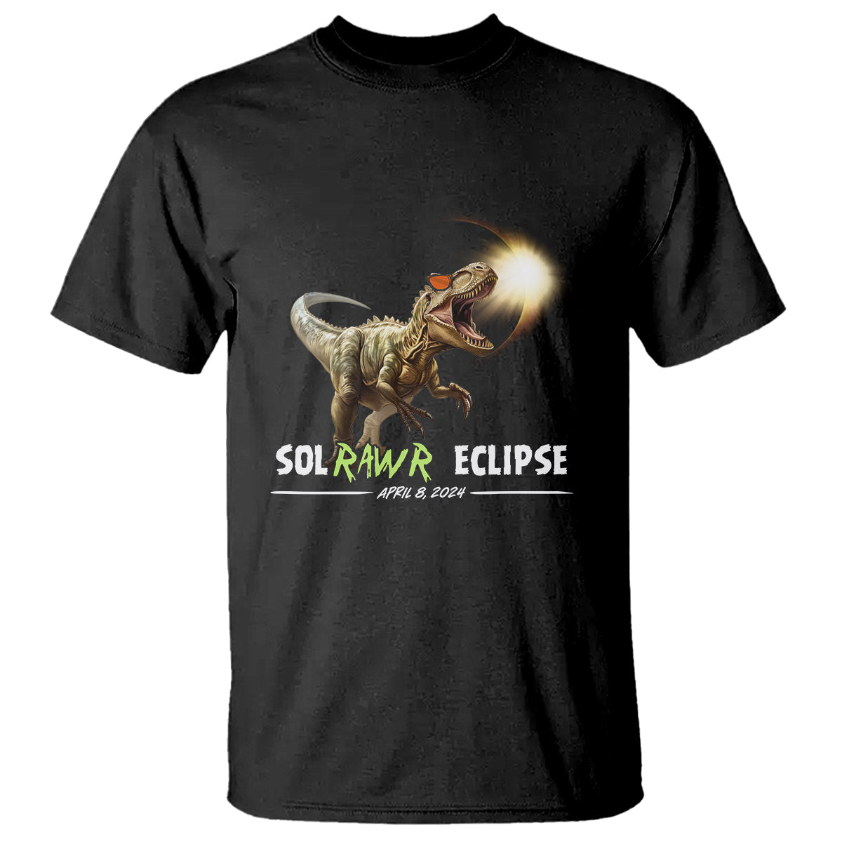 Total Solar Eclipse Dinosaur T Shirt Solrawr Eclipse April 8 2024 - Wonder Print Shop