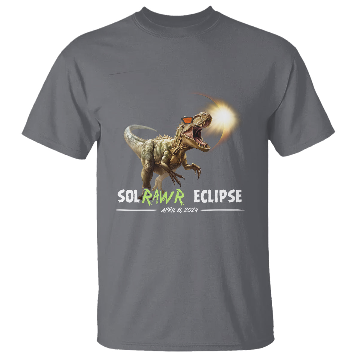 Total Solar Eclipse Dinosaur T Shirt Solrawr Eclipse April 8 2024 - Wonder Print Shop
