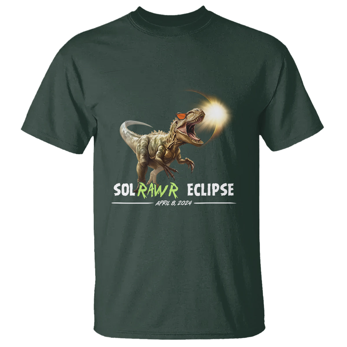 Total Solar Eclipse Dinosaur T Shirt Solrawr Eclipse April 8 2024 - Wonder Print Shop