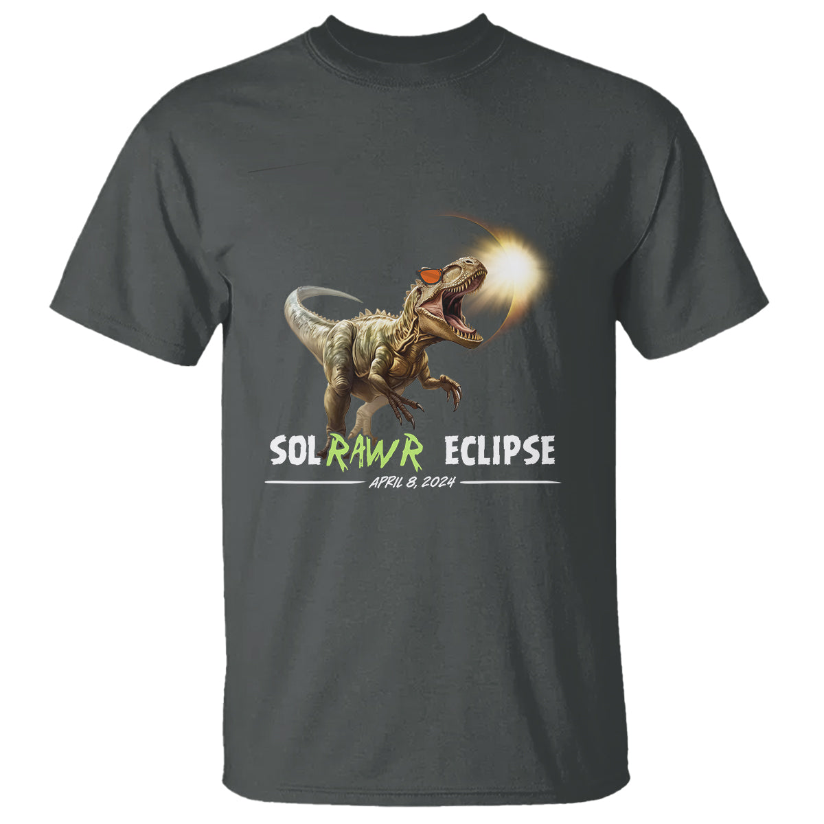Total Solar Eclipse Dinosaur T Shirt Solrawr Eclipse April 8 2024 - Wonder Print Shop