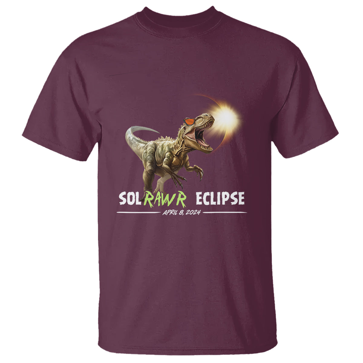 Total Solar Eclipse Dinosaur T Shirt Solrawr Eclipse April 8 2024 - Wonder Print Shop
